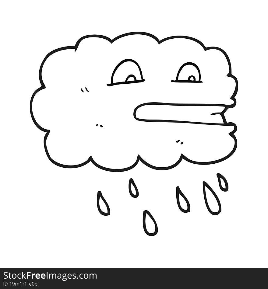 Black And White Cartoon Rain Cloud