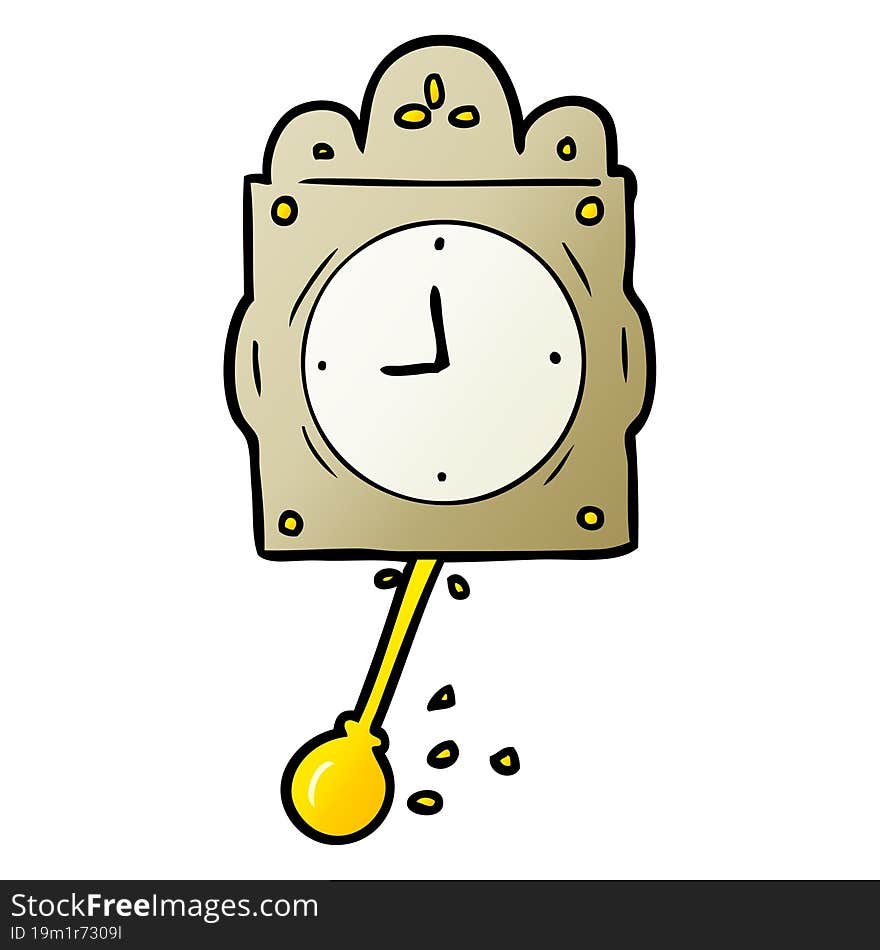 cartoon ticking clock with pendulum. cartoon ticking clock with pendulum