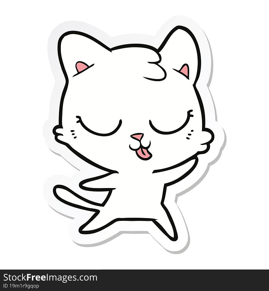 sticker of a happy cartoon cat