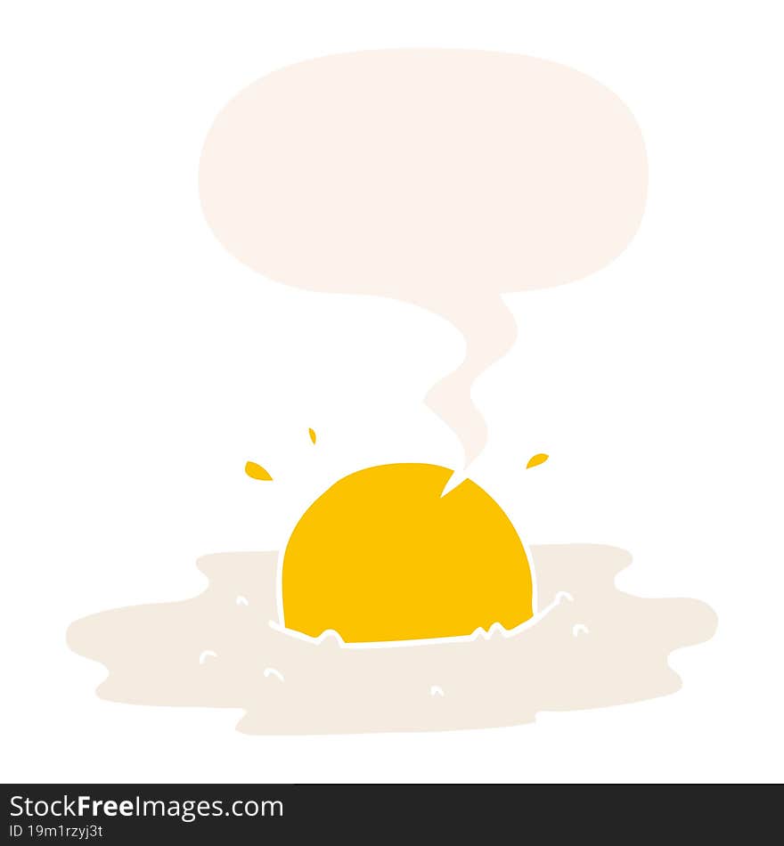 Cartoon Fried Egg And Speech Bubble In Retro Style