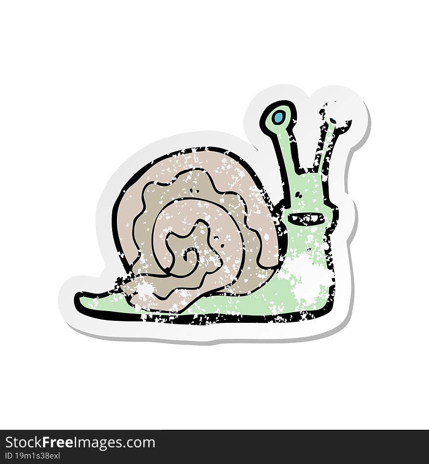 Retro Distressed Sticker Of A Cartoon Snail