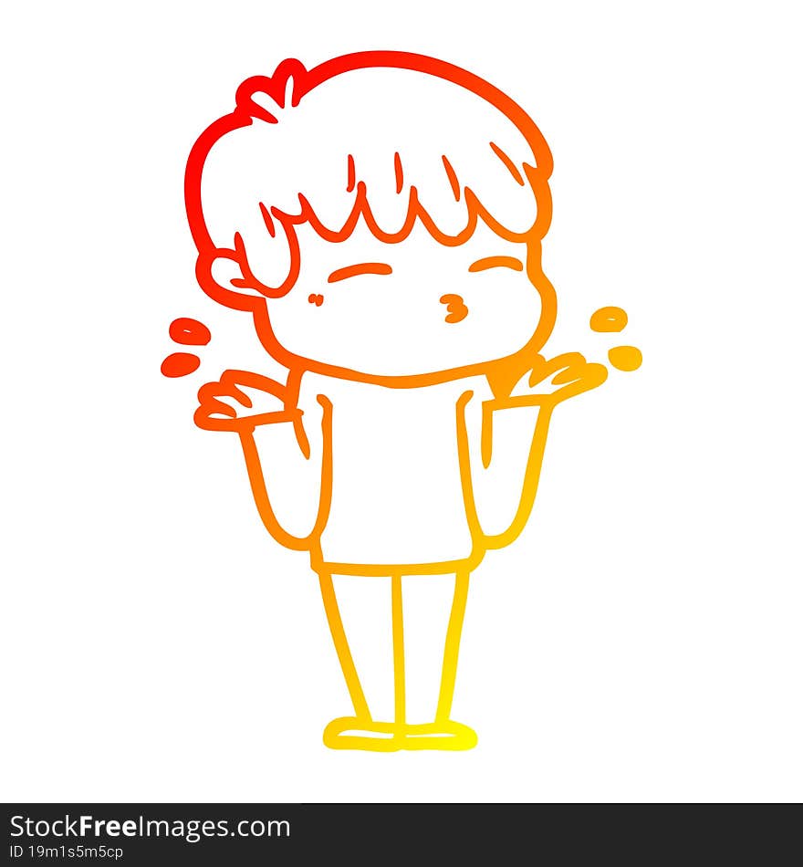 Warm Gradient Line Drawing Cartoon Curious Boy