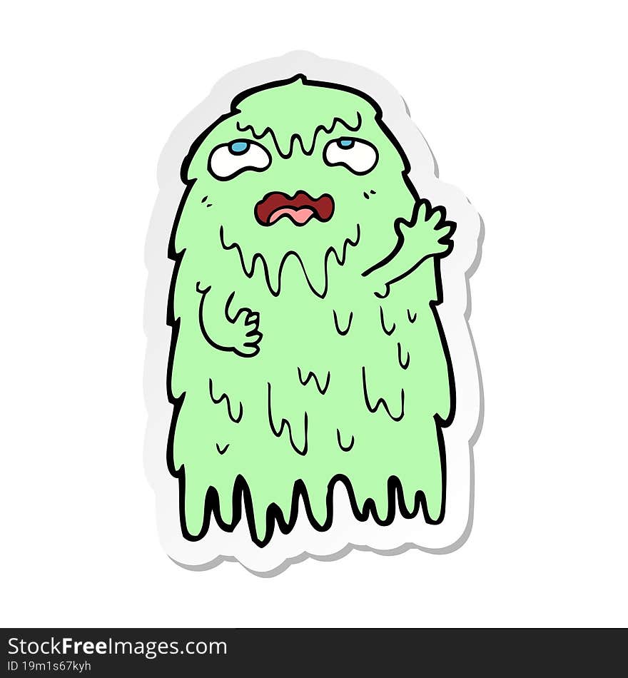 sticker of a gross cartoon ghost