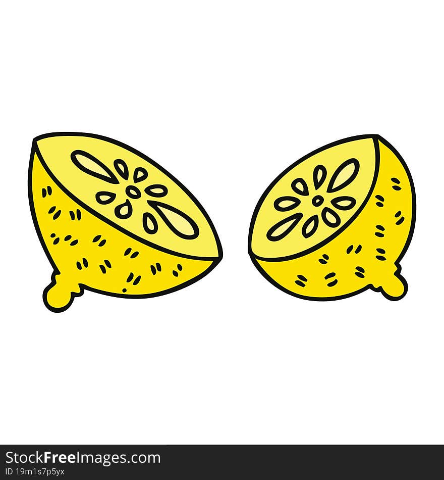 quirky hand drawn cartoon lemon