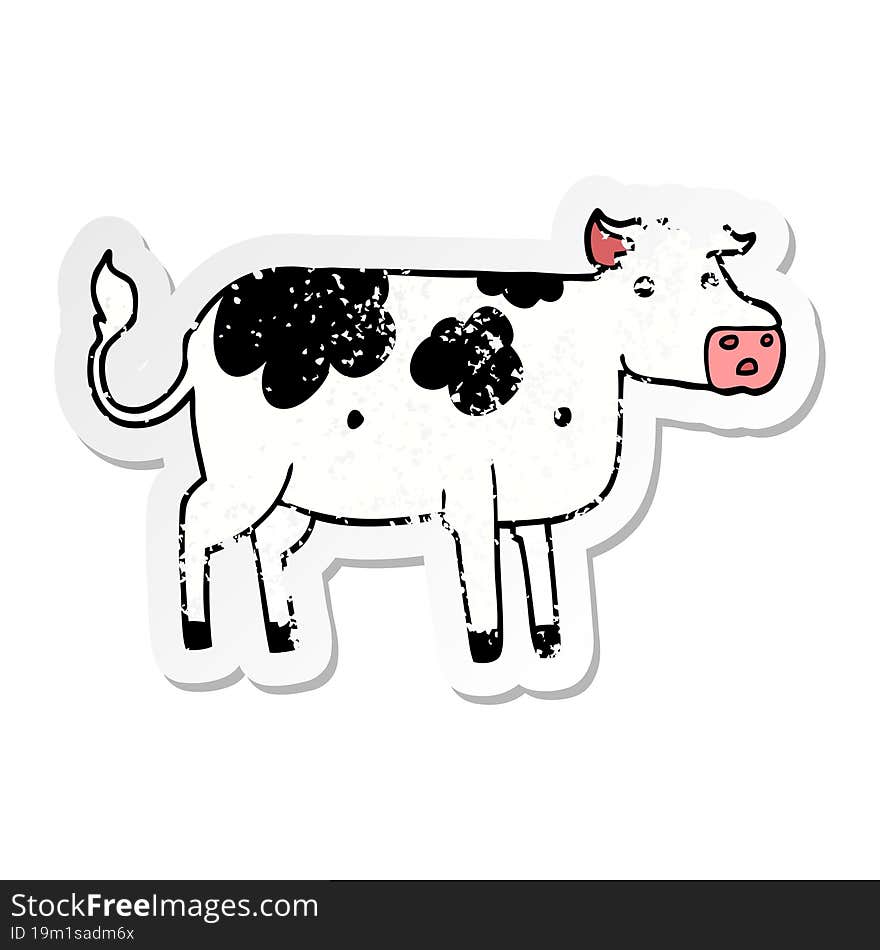 distressed sticker of a cartoon cow