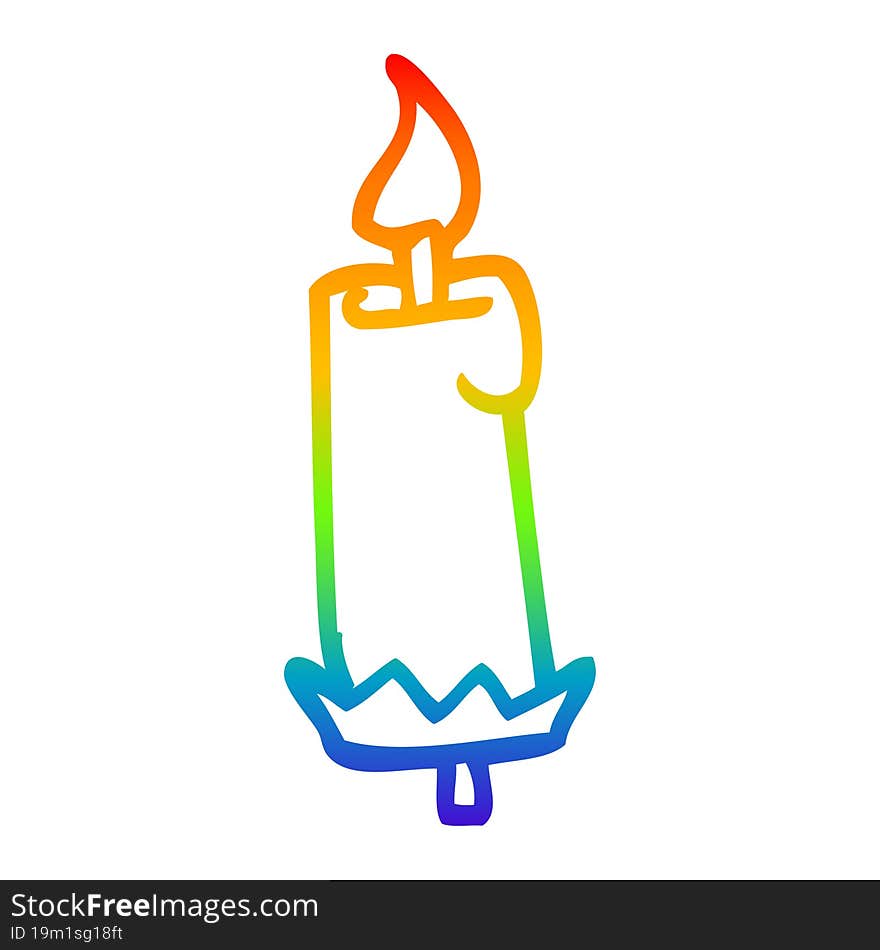 rainbow gradient line drawing cartoon lit candle