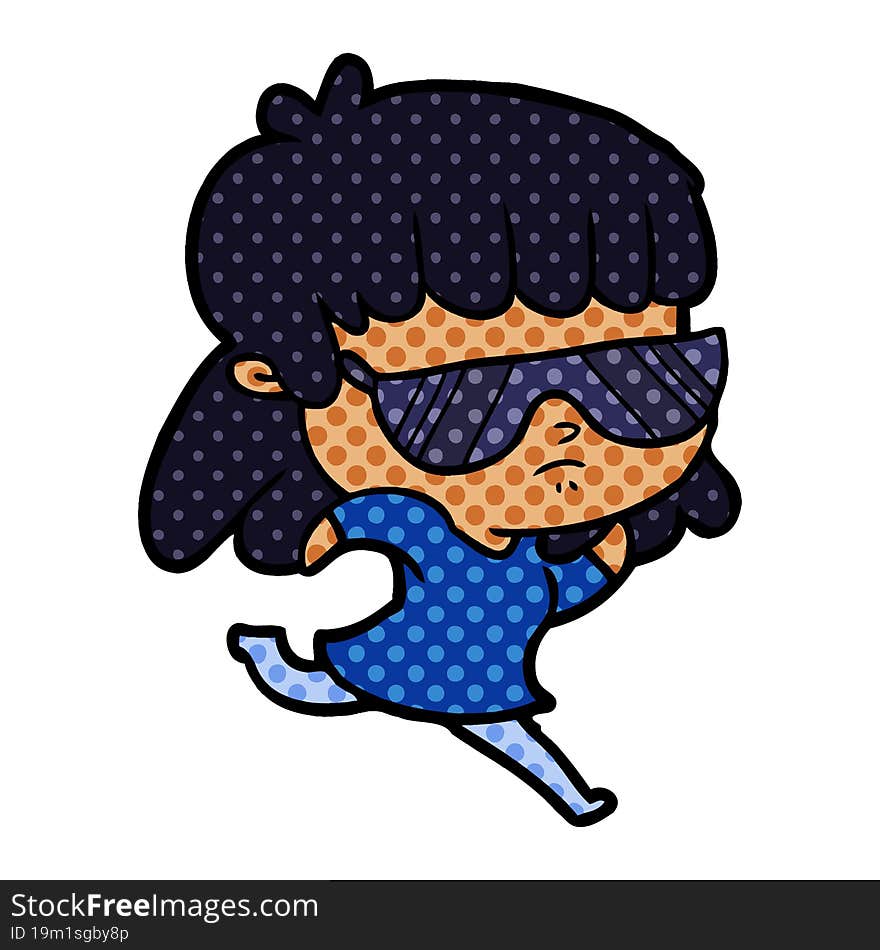 cartoon indifferent woman running. cartoon indifferent woman running