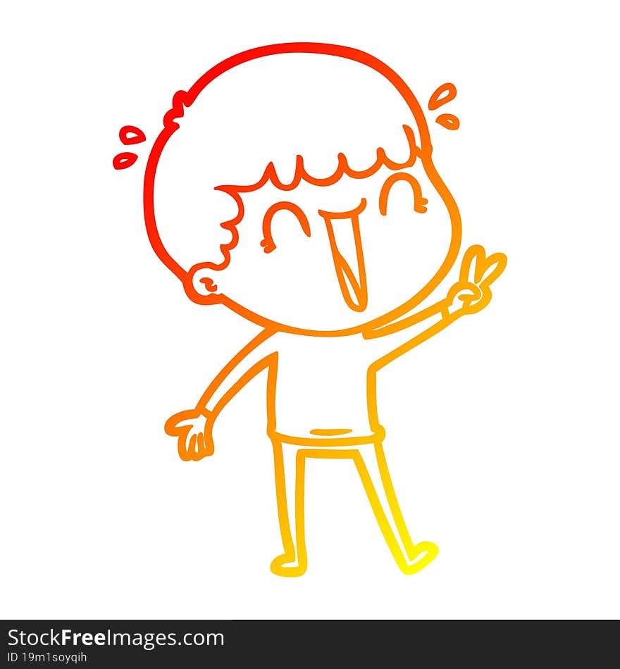 Warm Gradient Line Drawing Laughing Cartoon Man