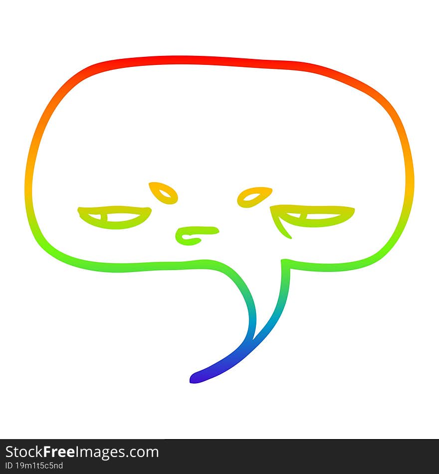 rainbow gradient line drawing of a cartoon speech bubble with face