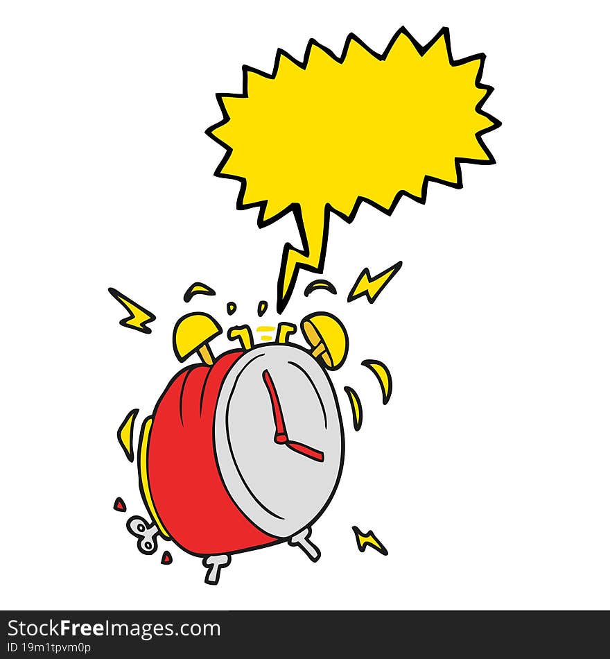 speech bubble cartoon ringing alarm clock