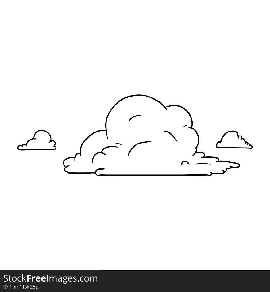 hand drawn line drawing doodle of white large clouds