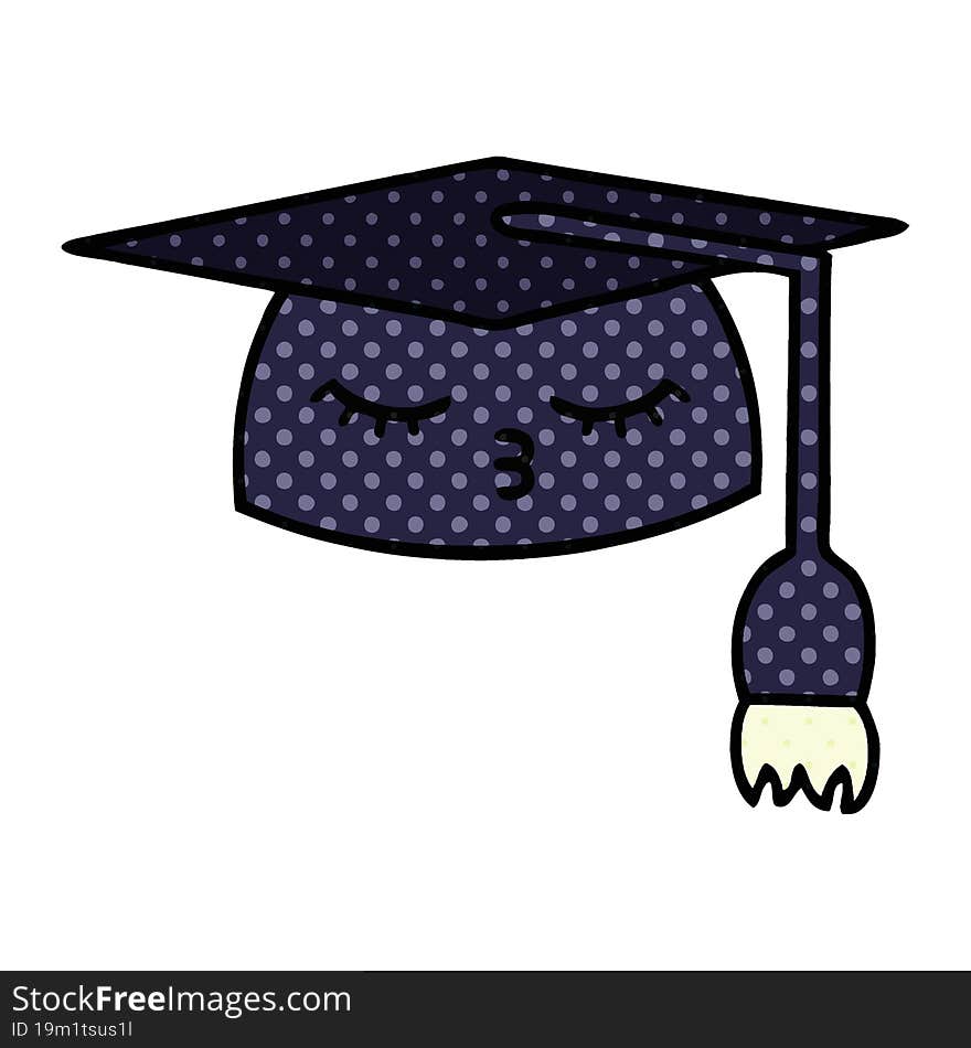 comic book style cartoon graduation hat