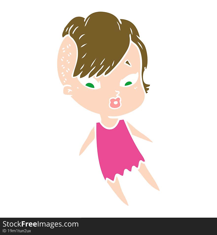 flat color style cartoon surprised girl