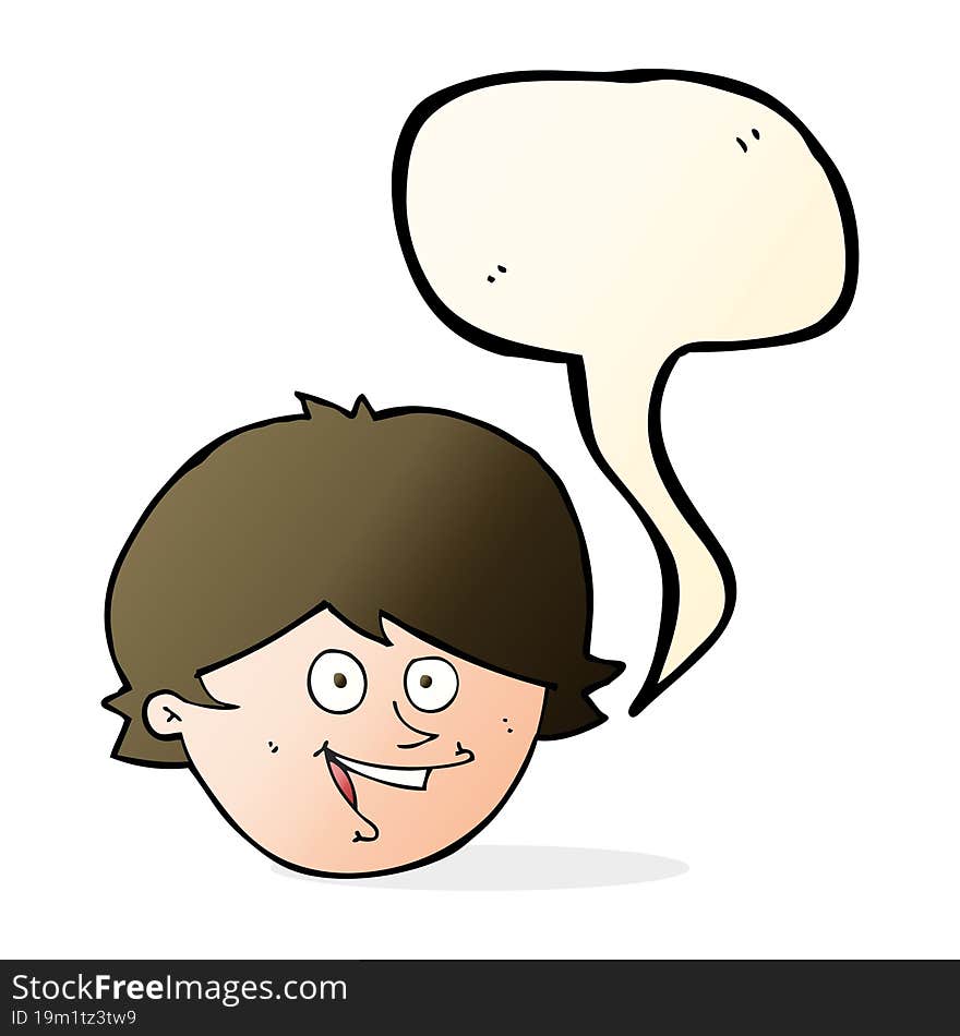 cartoon happy boy face with speech bubble