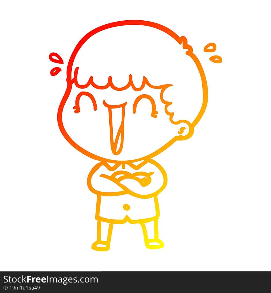 Warm Gradient Line Drawing Laughing Cartoon Man