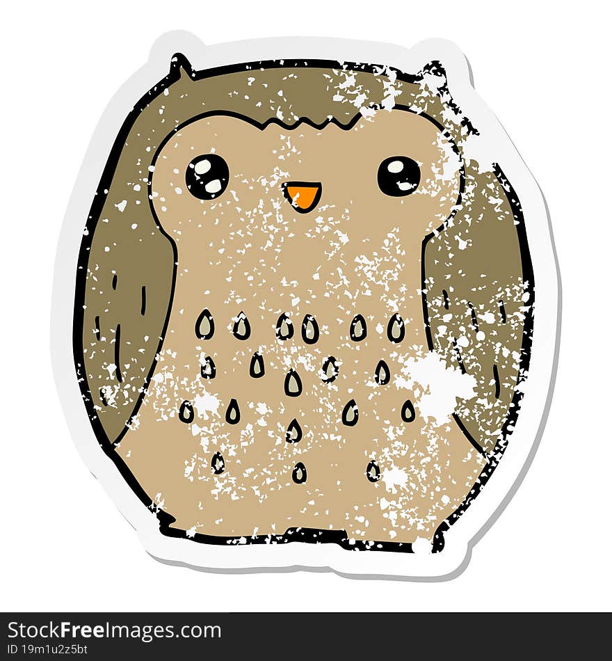 distressed sticker of a cute cartoon owl