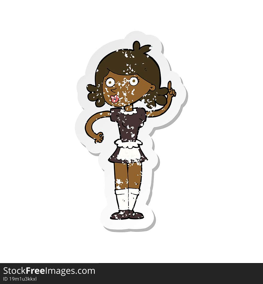 Retro Distressed Sticker Of A Cartoon Surprised Maid