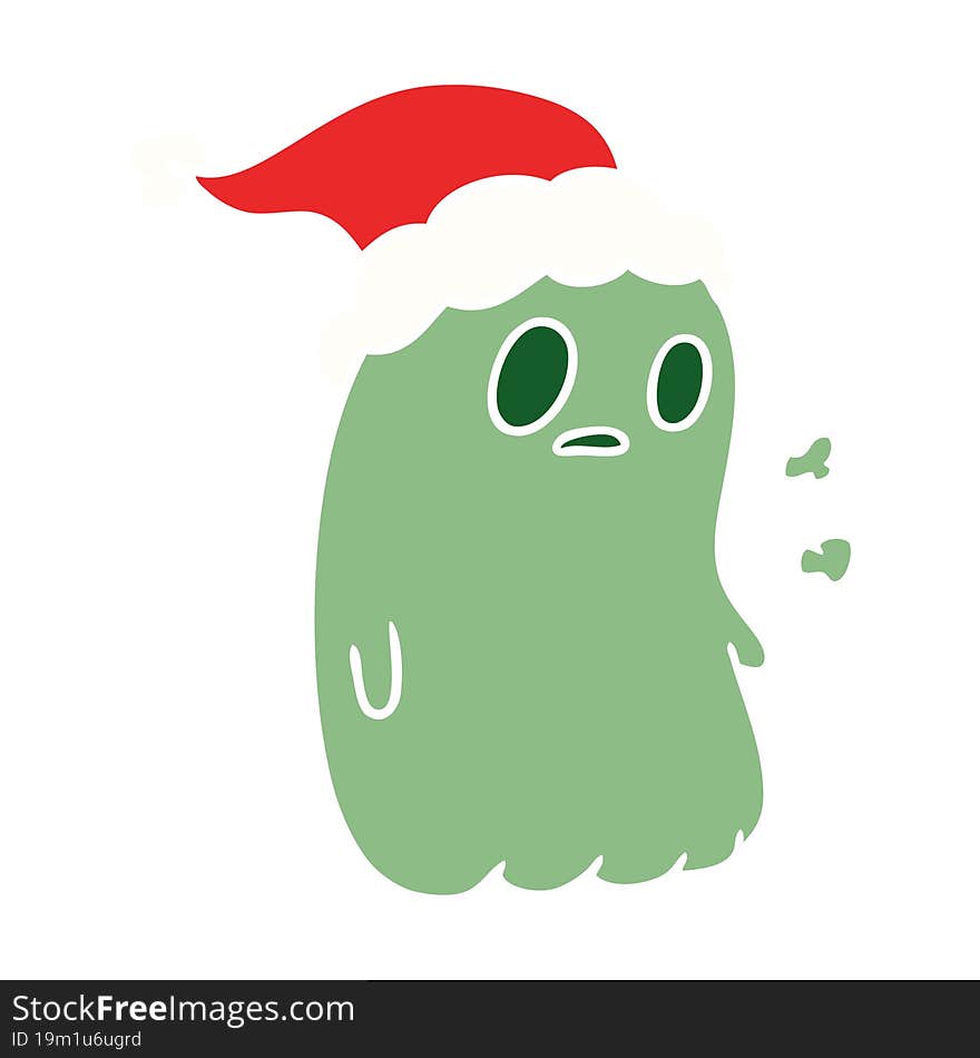 hand drawn christmas cartoon of kawaii ghost