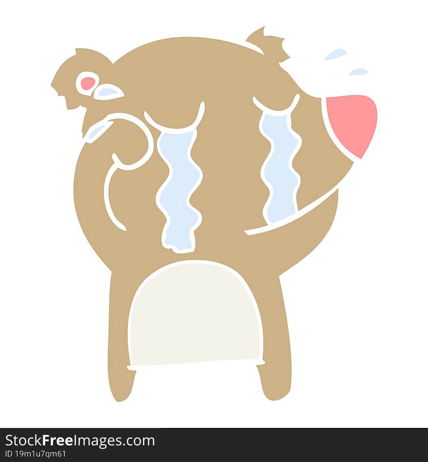 flat color style cartoon crying bear