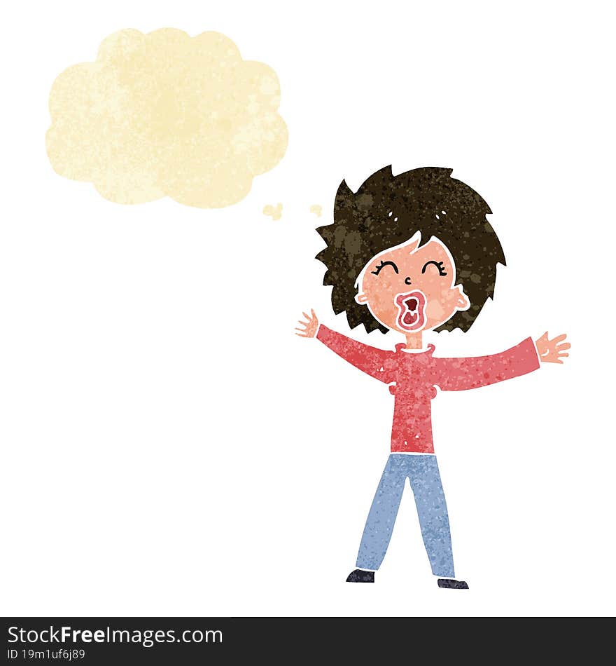 Cartoon Woman Shouting With Thought Bubble