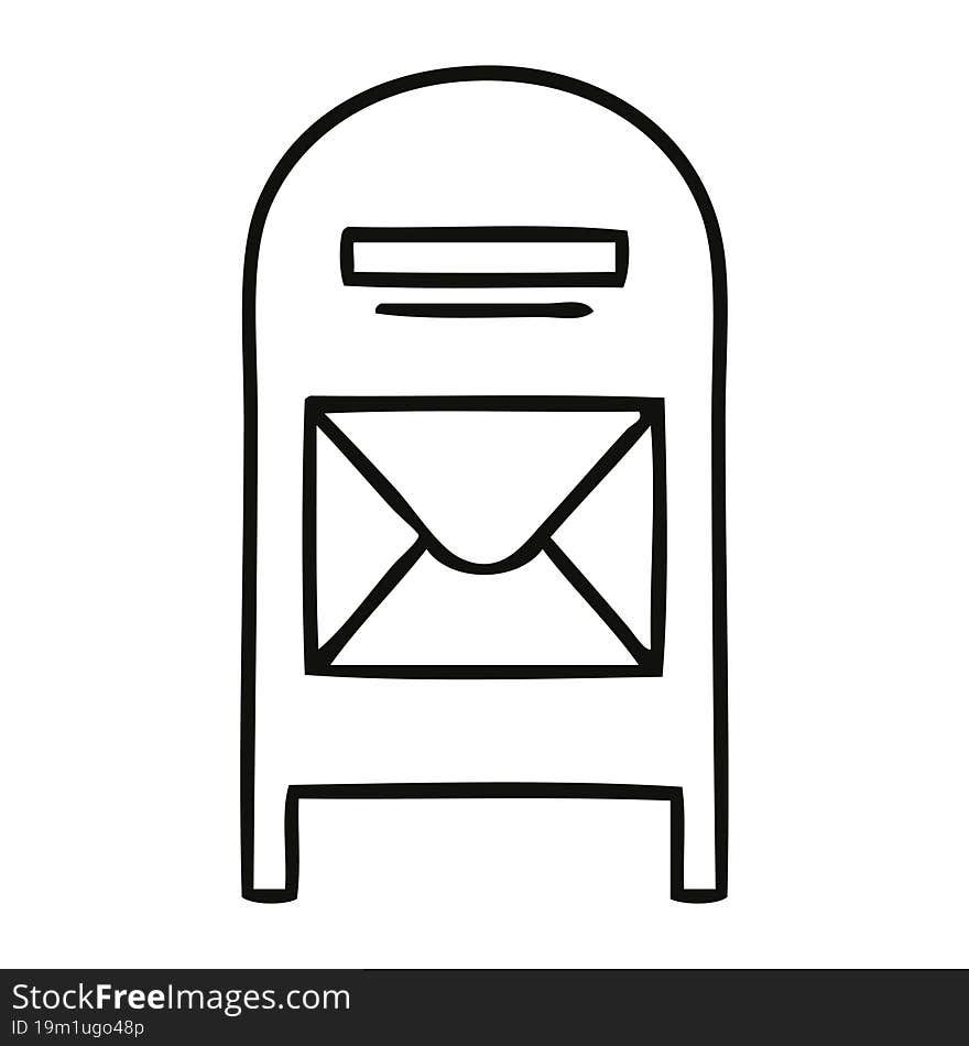 line drawing cartoon mail box