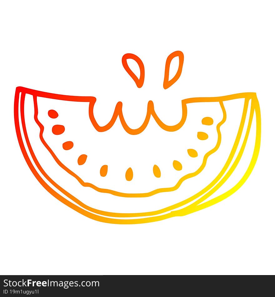 warm gradient line drawing cartoon watermelon