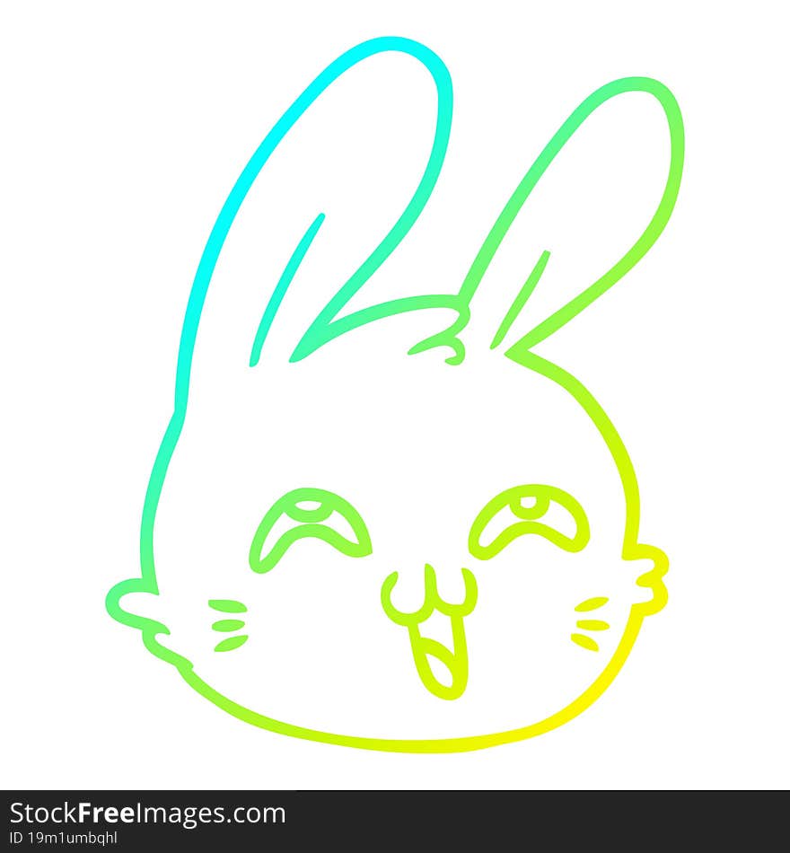 cold gradient line drawing cartoon happy rabbit face