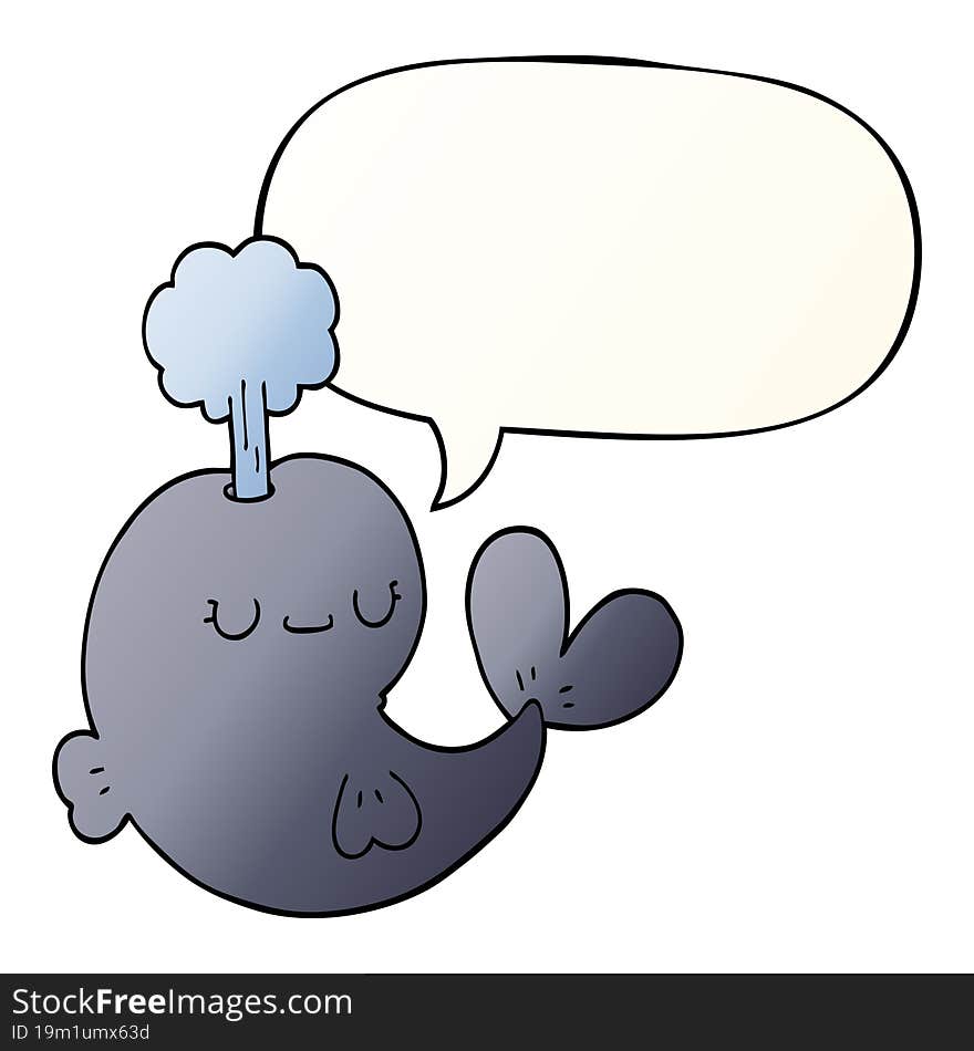 Cute Cartoon Whale And Speech Bubble In Smooth Gradient Style