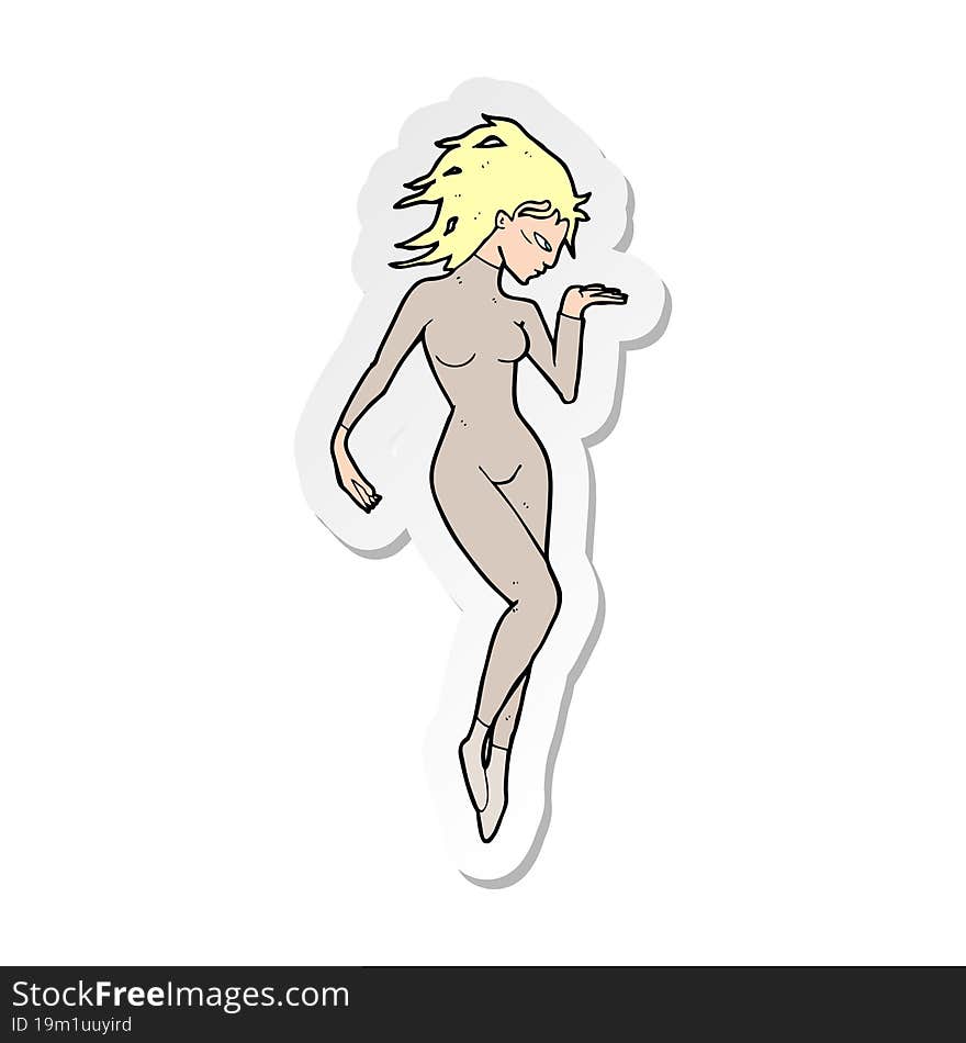 sticker of a cartoon future space woman