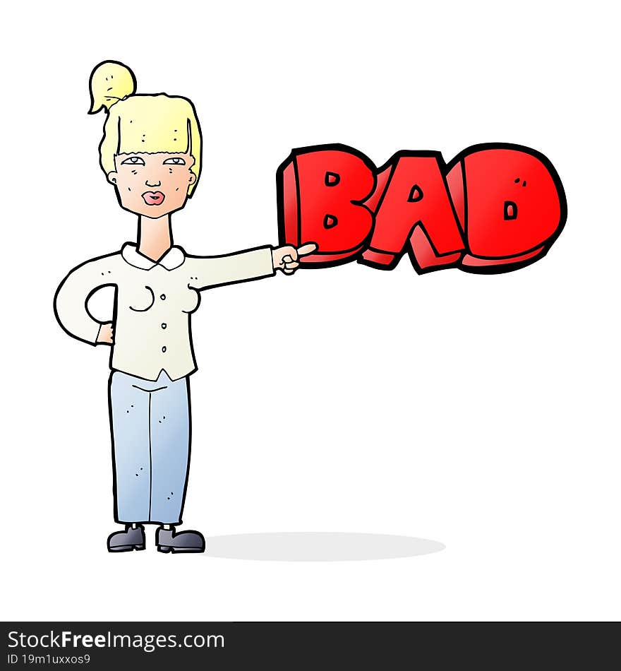 Cartoon Woman Pointing Out The Bad