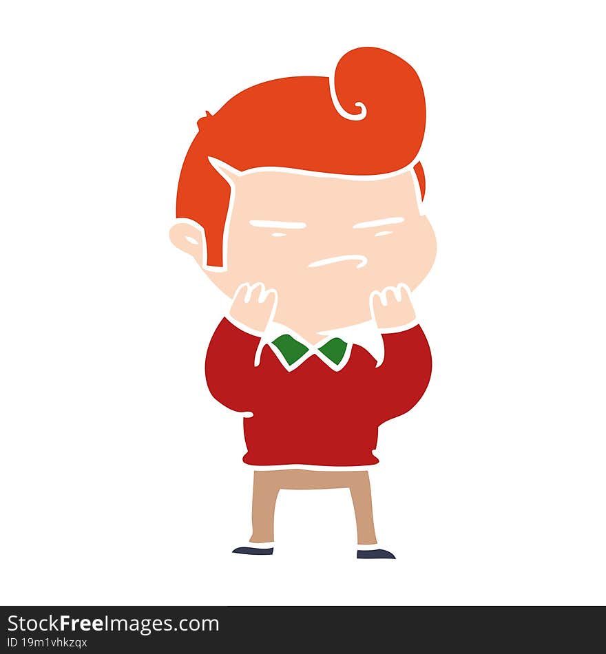 Flat Color Style Cartoon Cool Guy With Fashion Hair Cut