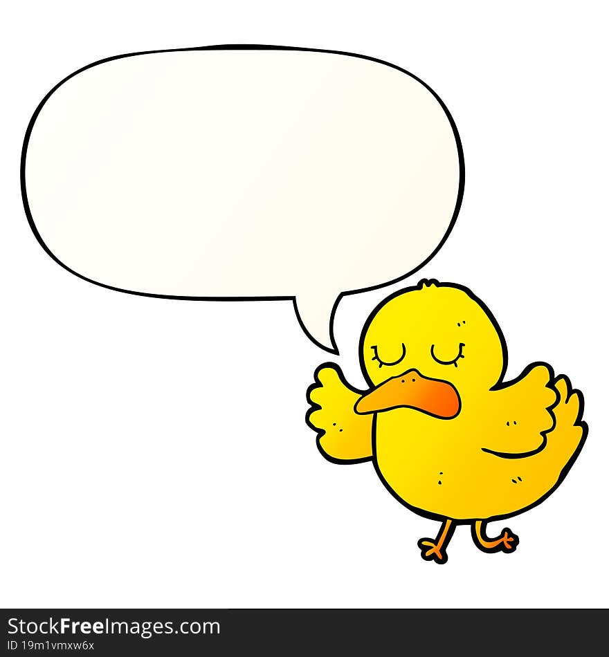 cartoon duck and speech bubble in smooth gradient style