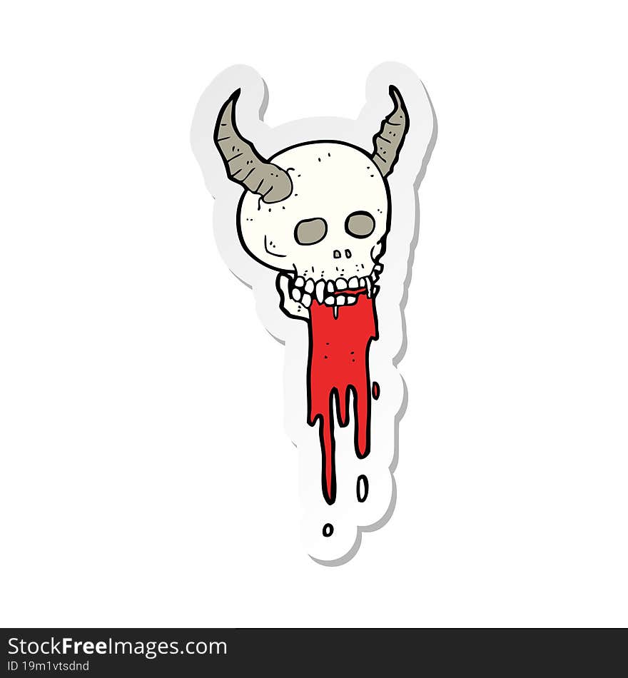 sticker of a cartoon spooky halloween skull