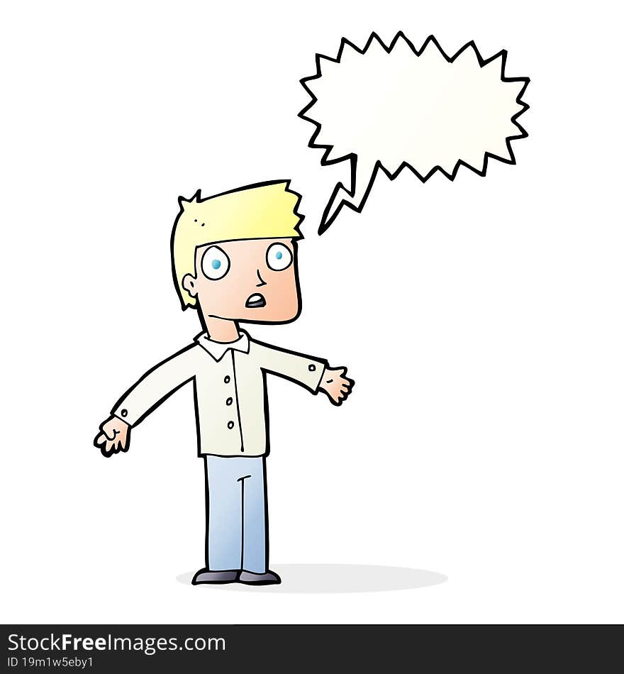 cartoon shocked man with speech bubble