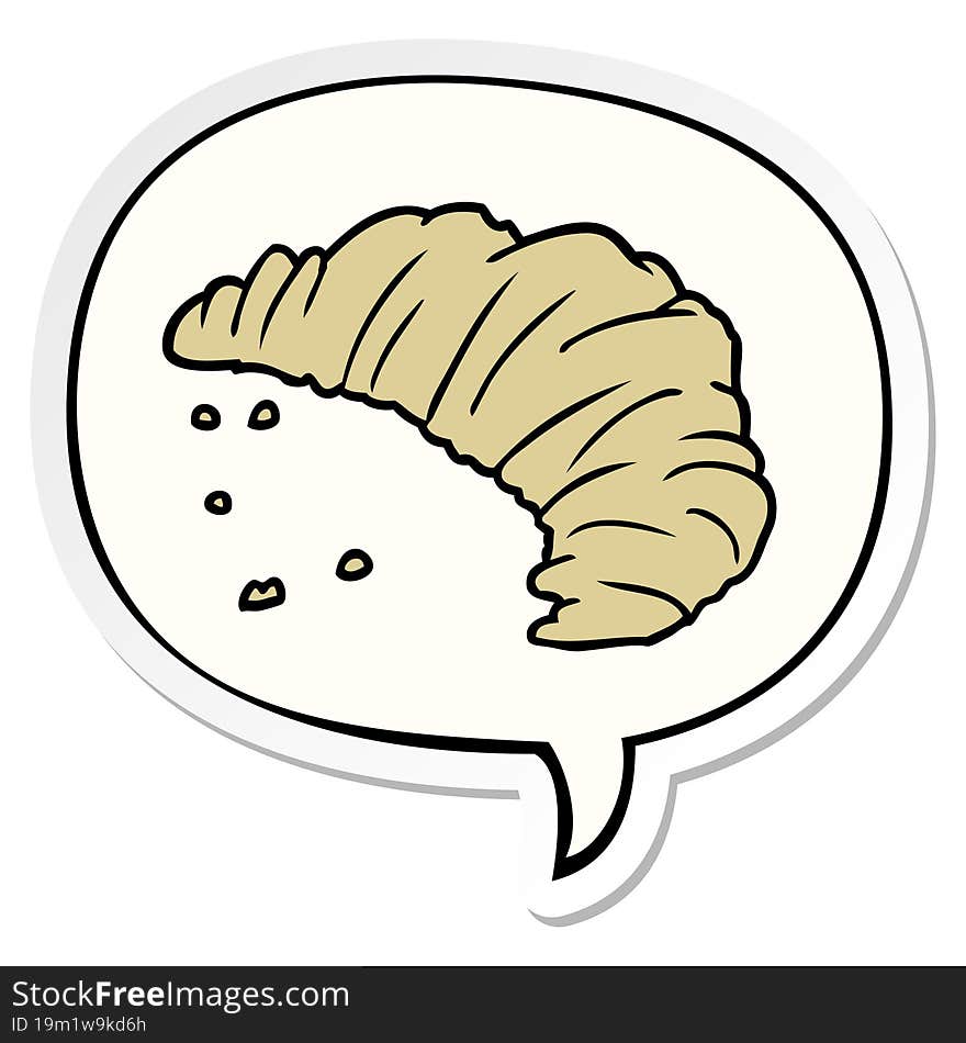 Cartoon Croissant And Speech Bubble Sticker