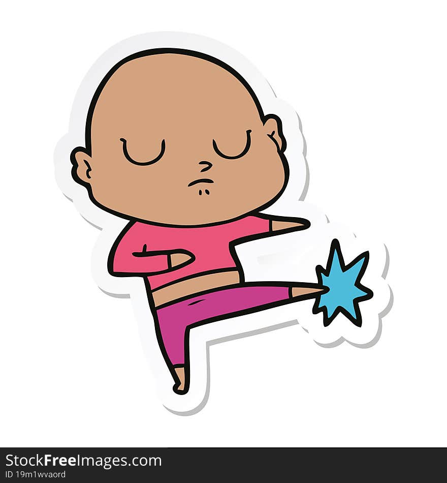 sticker of a cartoon bald man