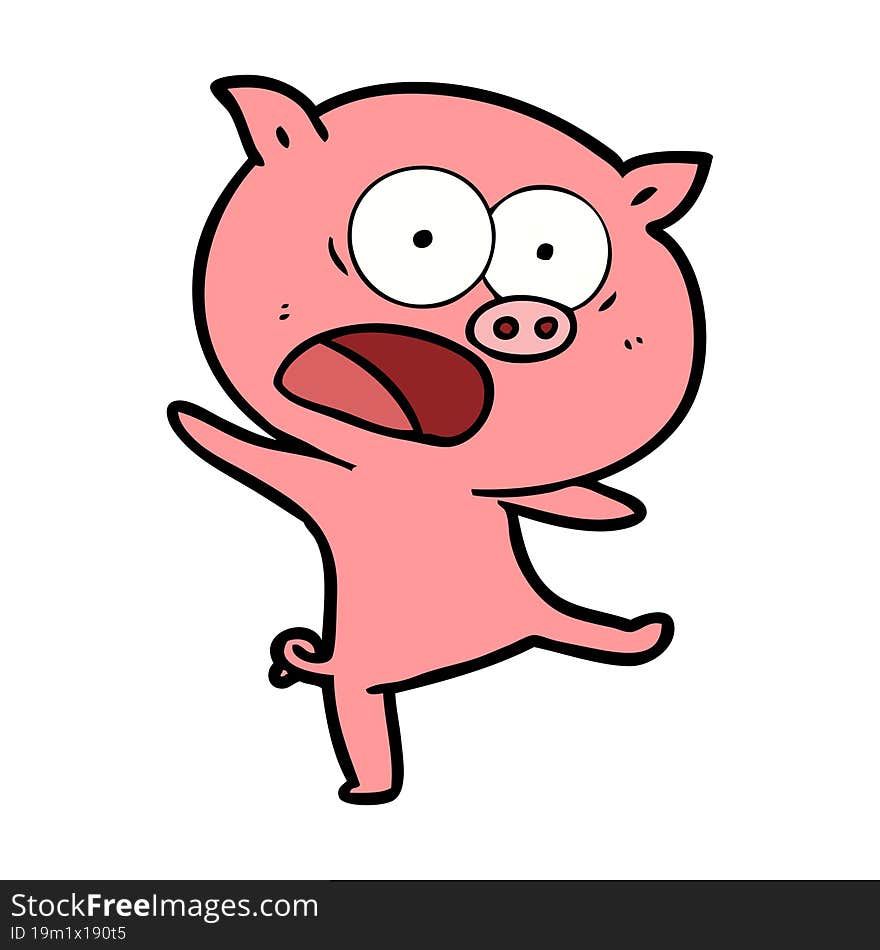 cartoon pig shouting. cartoon pig shouting