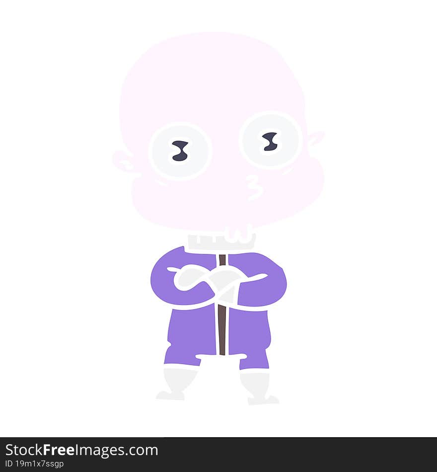 flat color style cartoon weird bald spaceman