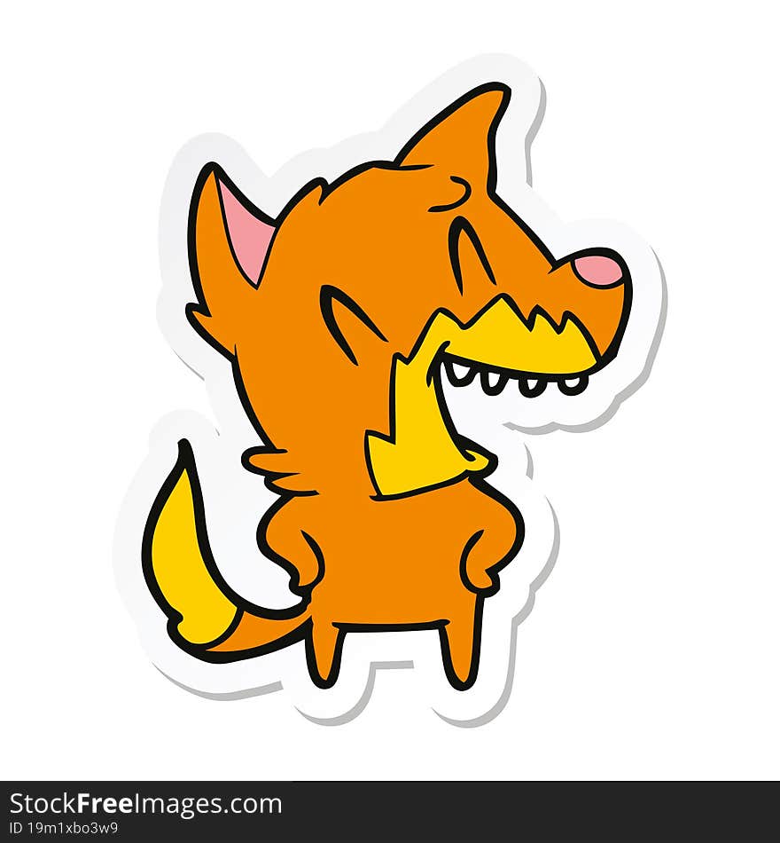 Sticker Of A Laughing Fox Cartoon