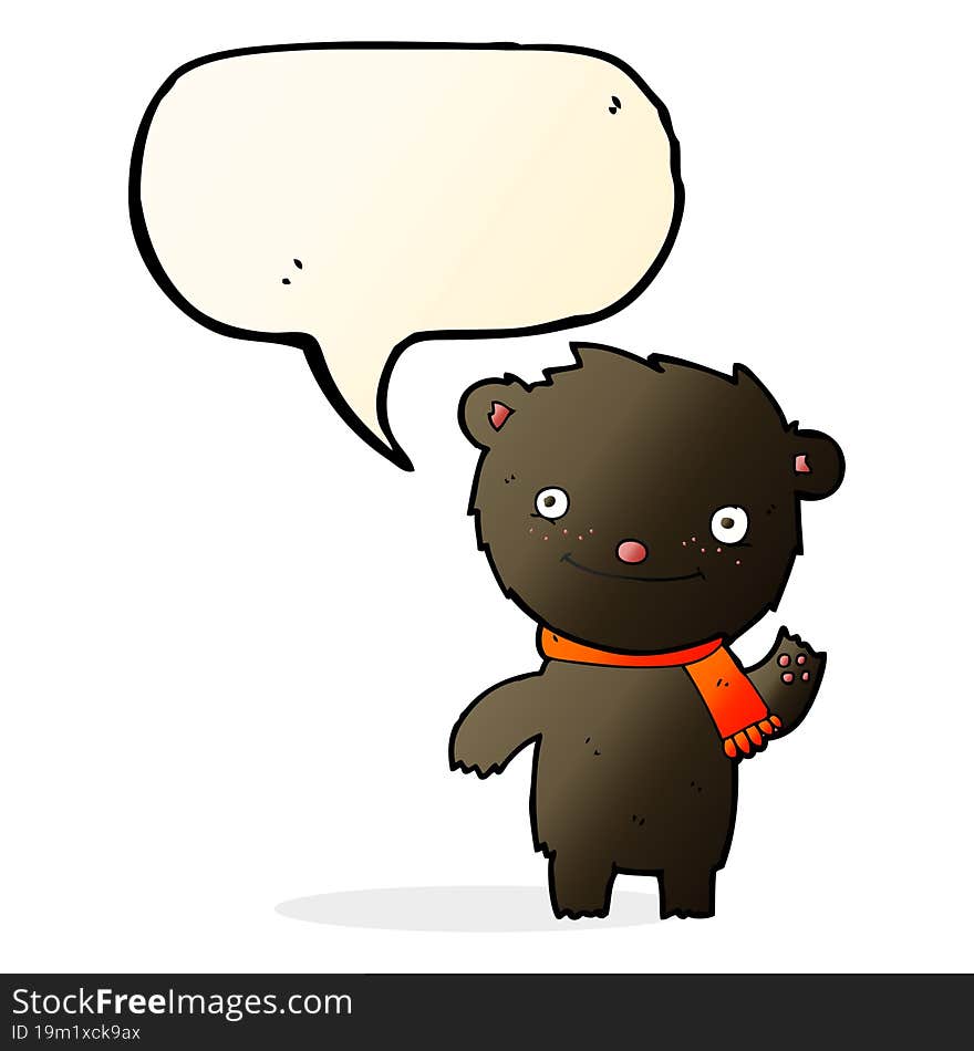 cartoon cute black bear with speech bubble