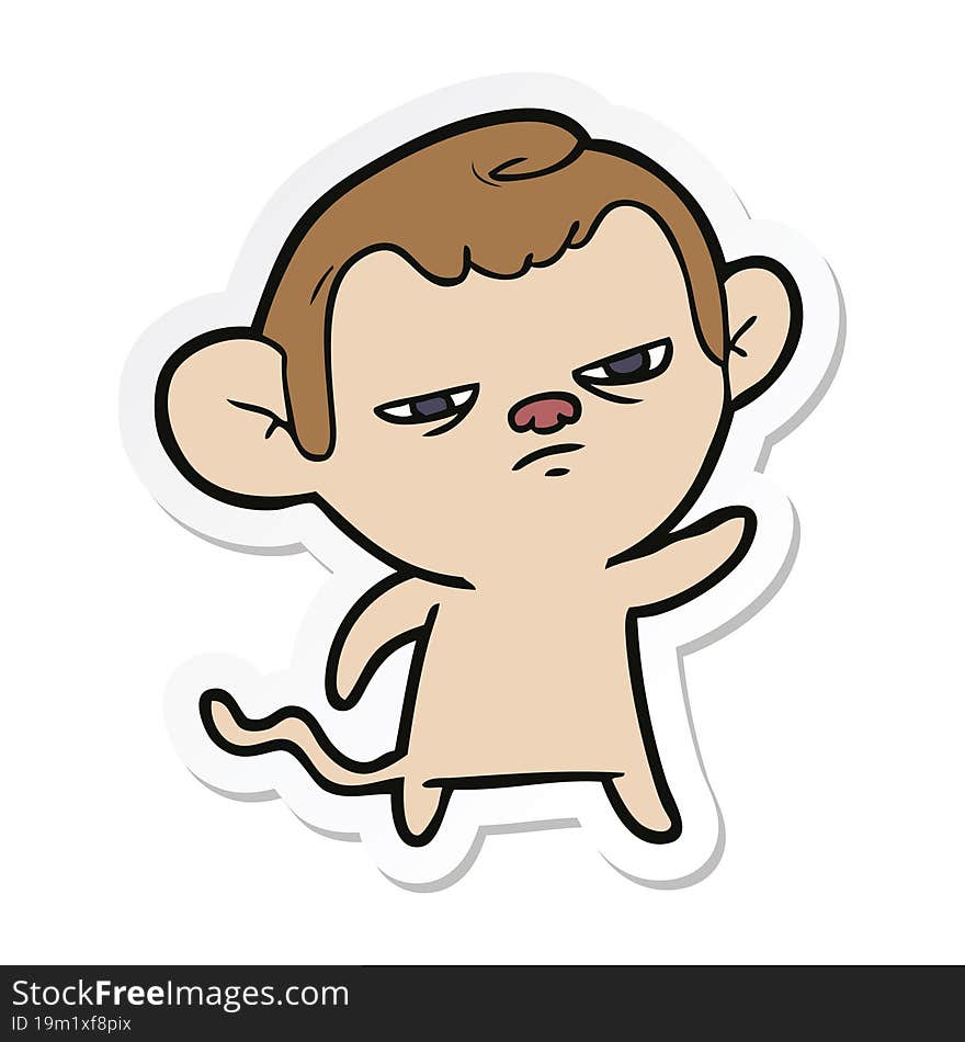 sticker of a cartoon annoyed monkey