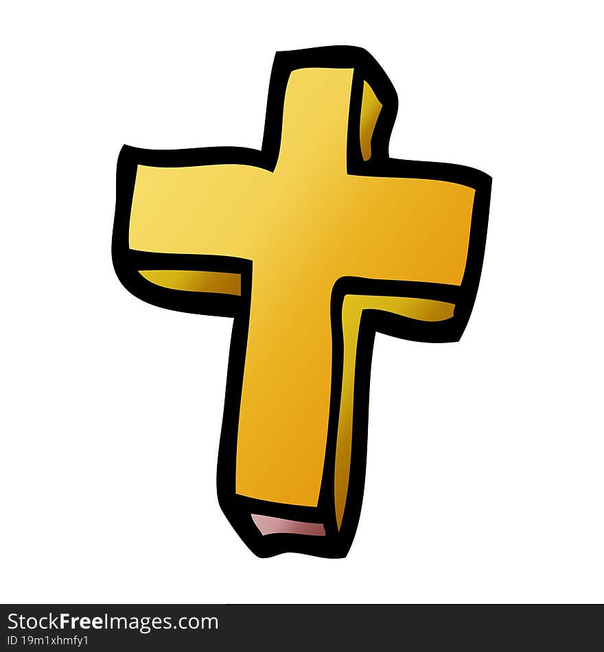 cartoon doodle gold cross