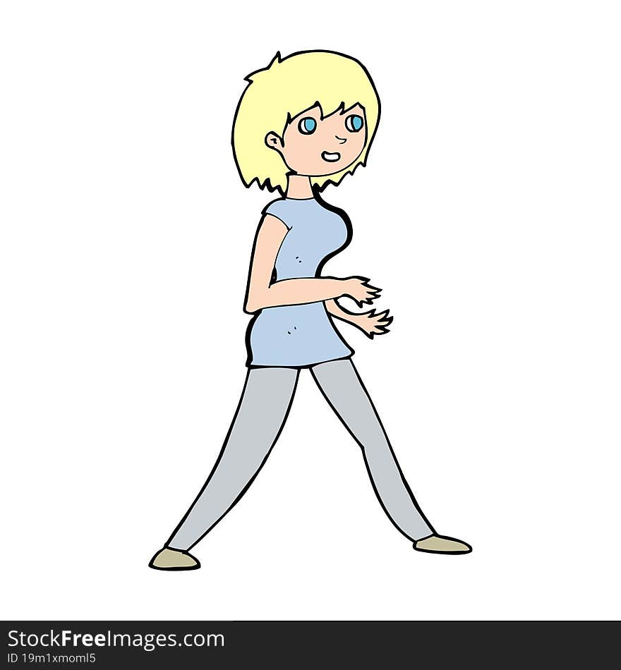 cartoon woman walking