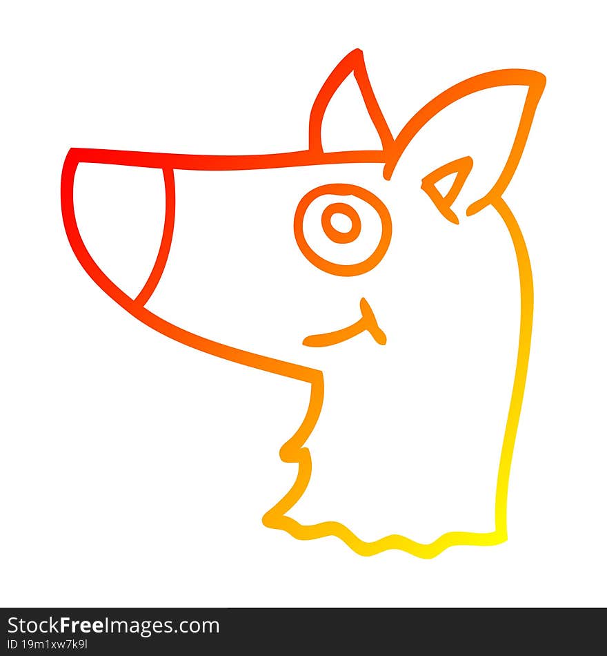 warm gradient line drawing cartoon happy dog face