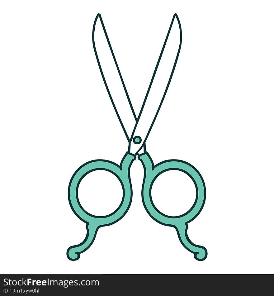 tattoo style icon of barber scissors