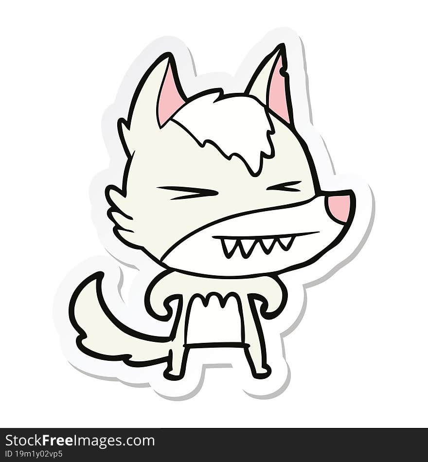 Sticker Of A Angry Wolf Cartoon