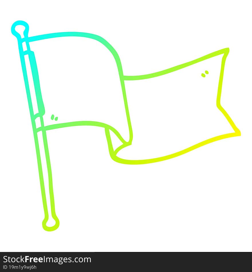 Cold Gradient Line Drawing Cartoon White Flag Waving