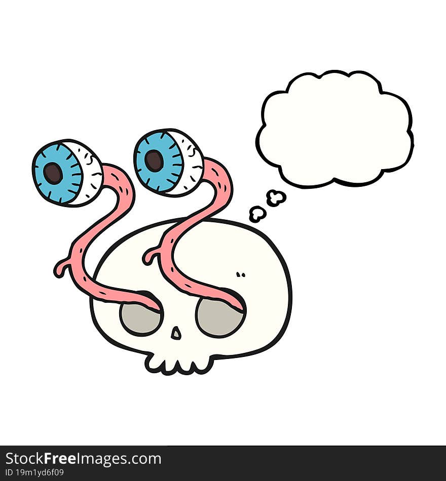 gross thought bubble cartoon eyeball skull