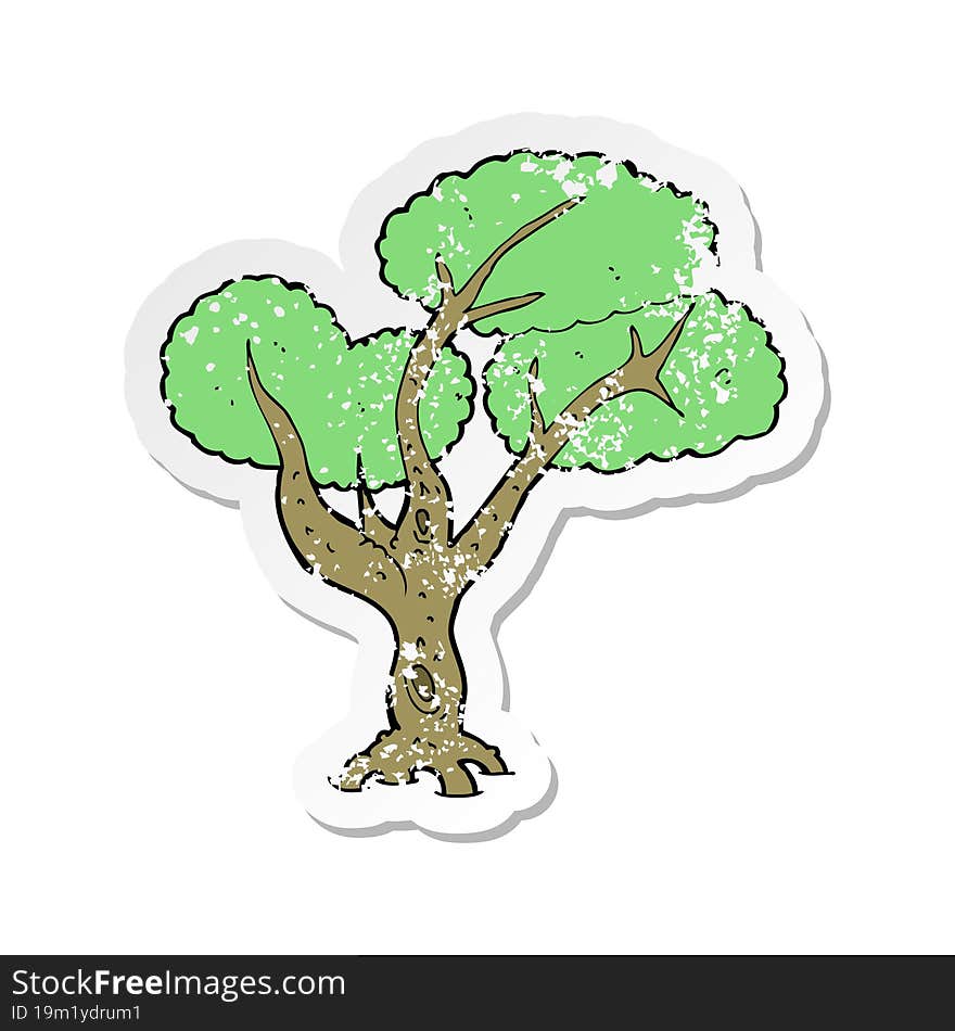 retro distressed sticker of a cartoon tree