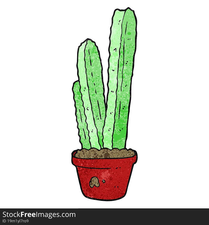 freehand textured cartoon cactus